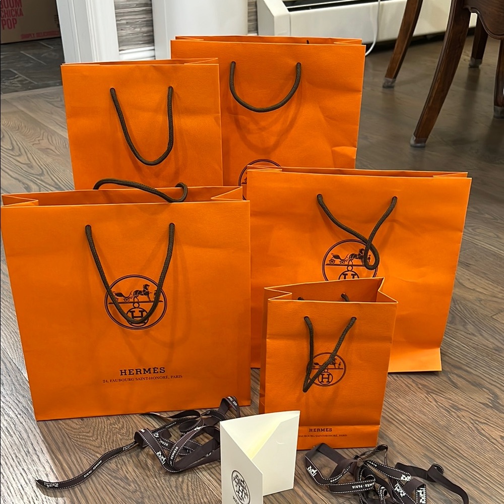Hermès Orange Shopping Bags Set
